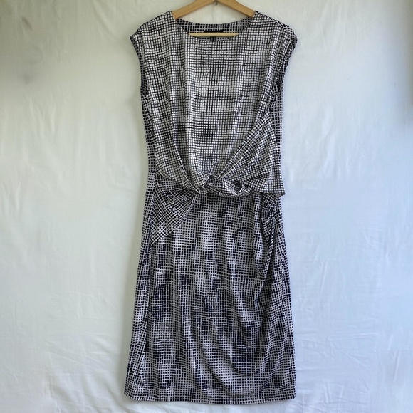 H Halston Printed Jet Set Jersey Cap Sleeve Dress - Picture 2 of 9